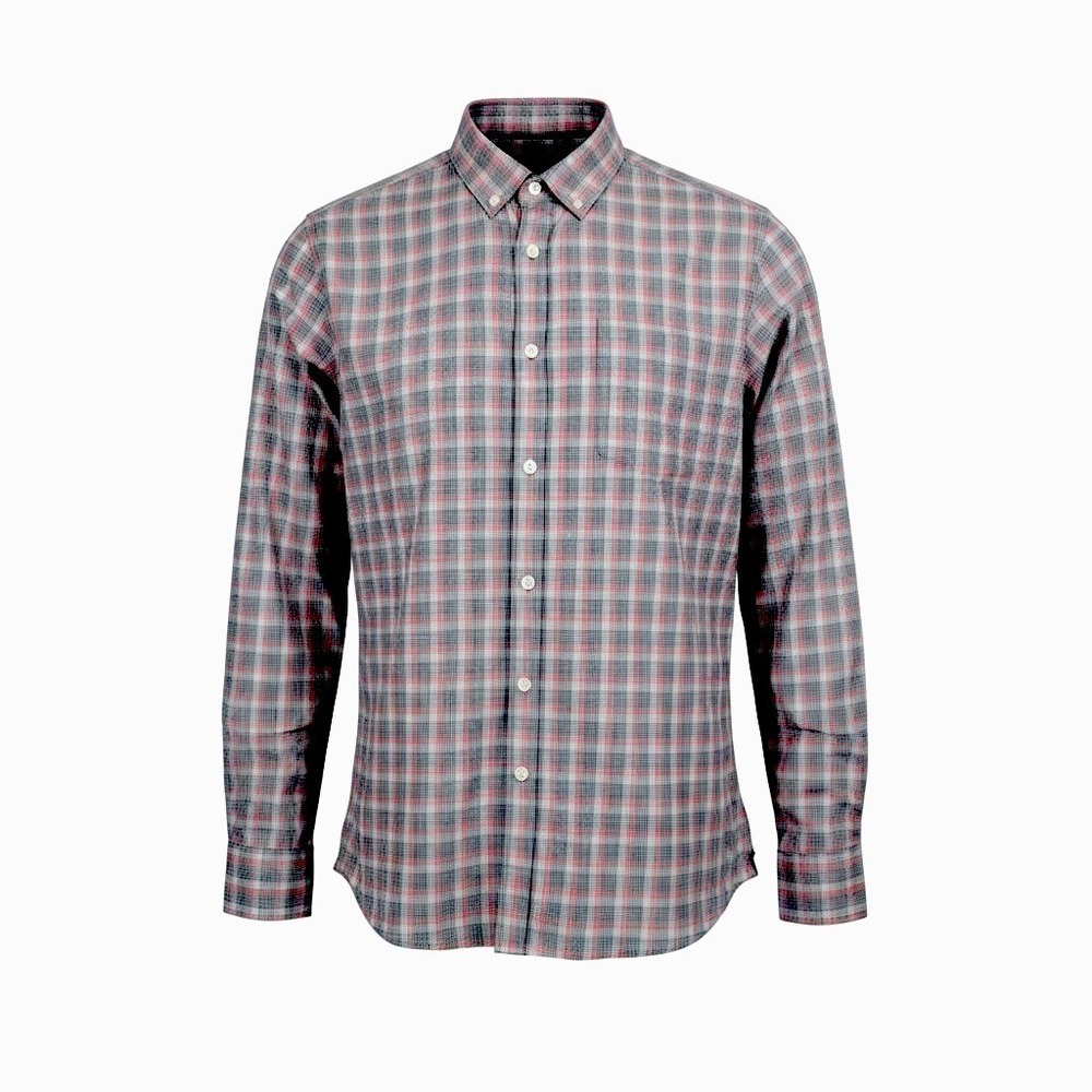 Kenneth Cole New York Men Plaid Button Down Shirt Long Sleeve Casual Size L
